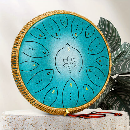 Steel Tongue Drum, 13 Inches 15 Notes Tongue Drum, Steel Drums for Adults, Drum Set with Song Book, Drum Mallets, Drum Music Instruments C Major, Outdoor Decor
