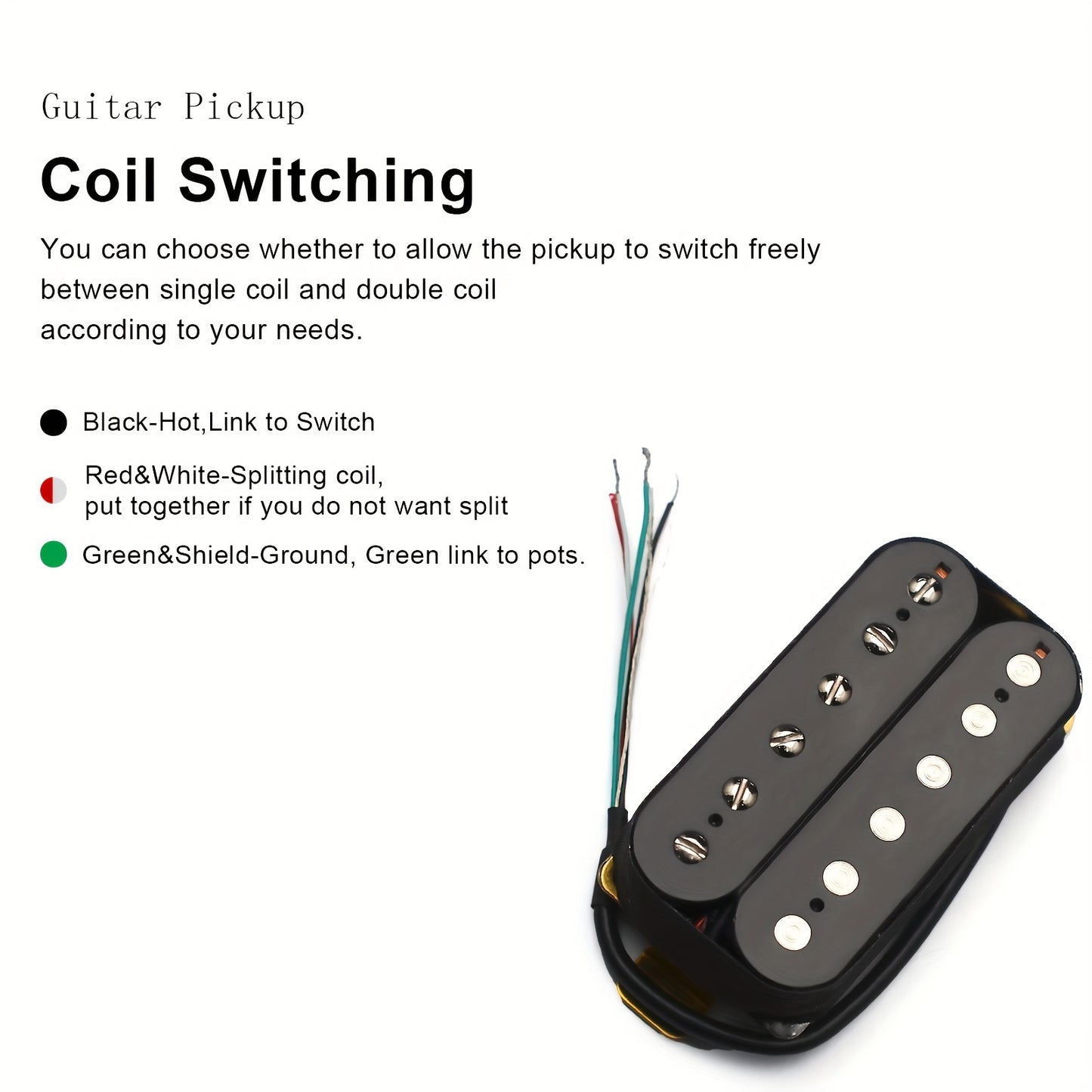 High-Performance Black Humbucker Electric Guitar Pickup Set with Coil Splitting - Dual Coil Design, 4-Conductor Cable, High Output (Neck: 7. 5K, Bridge: 15K)