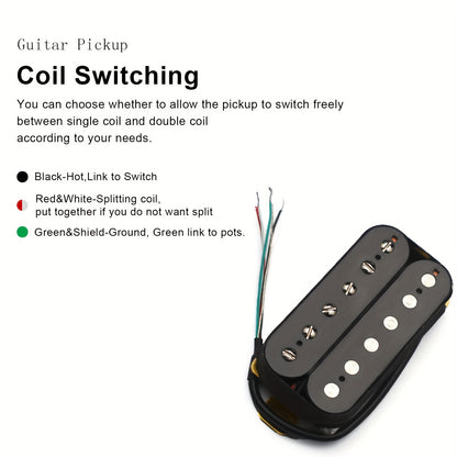 High-Performance Black Humbucker Electric Guitar Pickup Set with Coil Splitting - Dual Coil Design, 4-Conductor Cable, High Output (Neck: 7. 5K, Bridge: 15K)