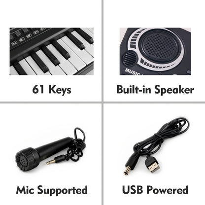 Portable Electronic Keyboard, I4250US, USB, Portable, 61-Key, Piano, Mic for Beginner