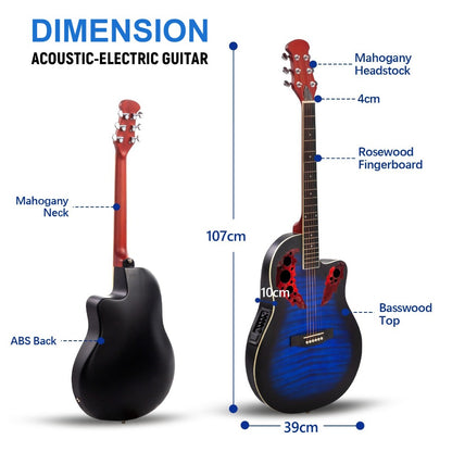 BONNLO 41In Cutaway Acoustic-Electric Guitar, Basswood Body And ABS Back, Full Size Acoustic Guitar Starter Kit for Beginner, Birthday/Festival Gift for Music Lover