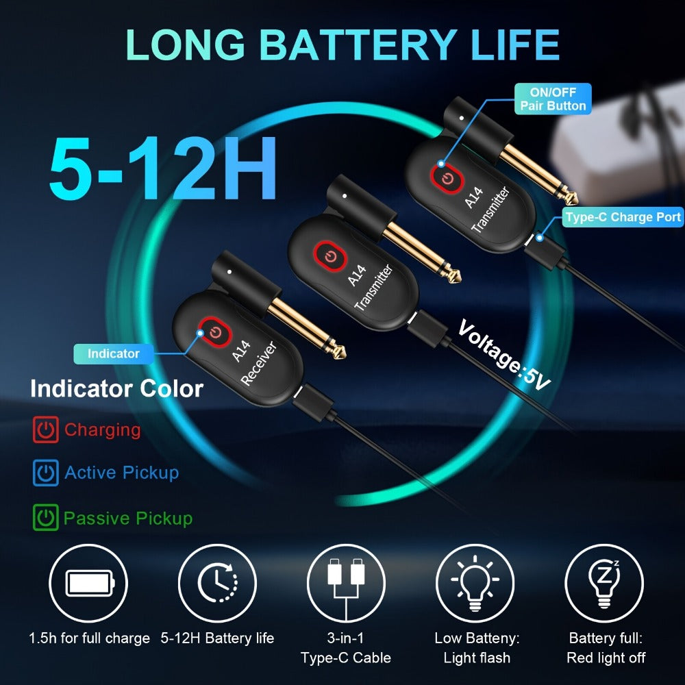 Wireless Instrument System, 100Ft, 2.4 GHz Wireless for Wireless Connection Between A