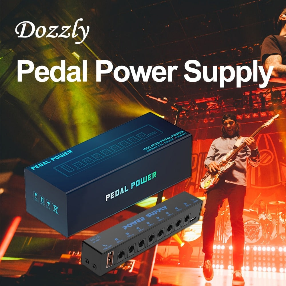 Guitar Pedal Power Supply, USB-C, 9V, 8-Way, Type for Powering Guitar Effects Pedals