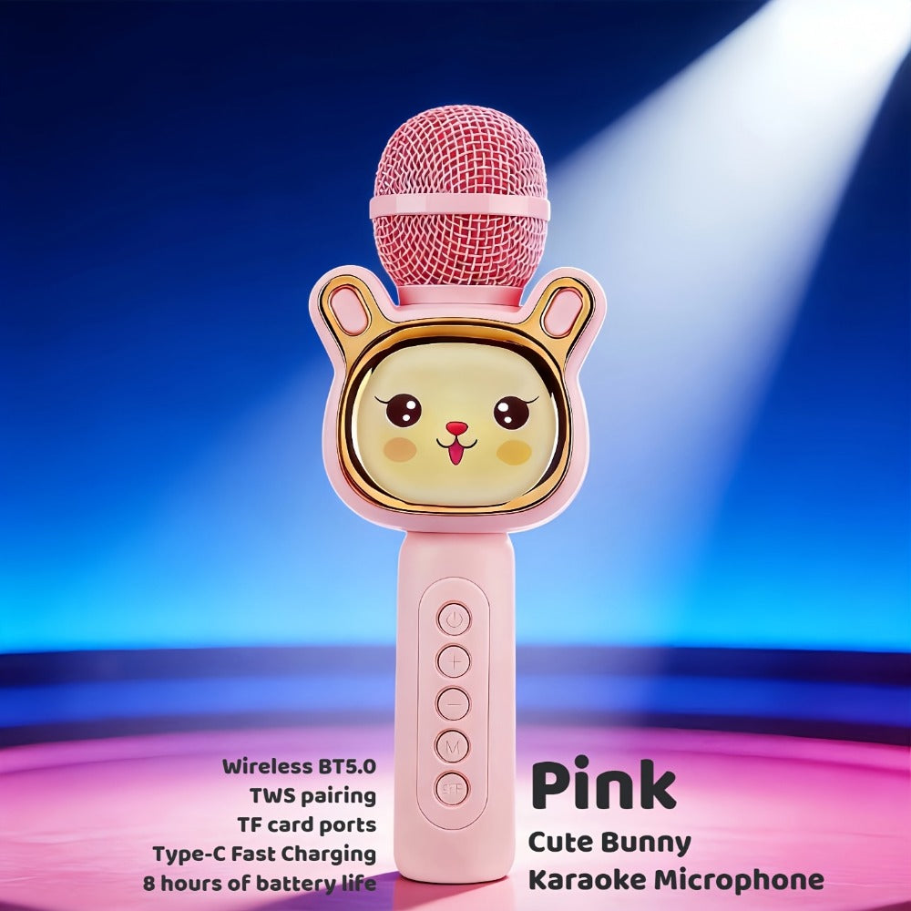 6-in-1 Wireless Karaoke Microphone Speaker with LED Lights and TWS