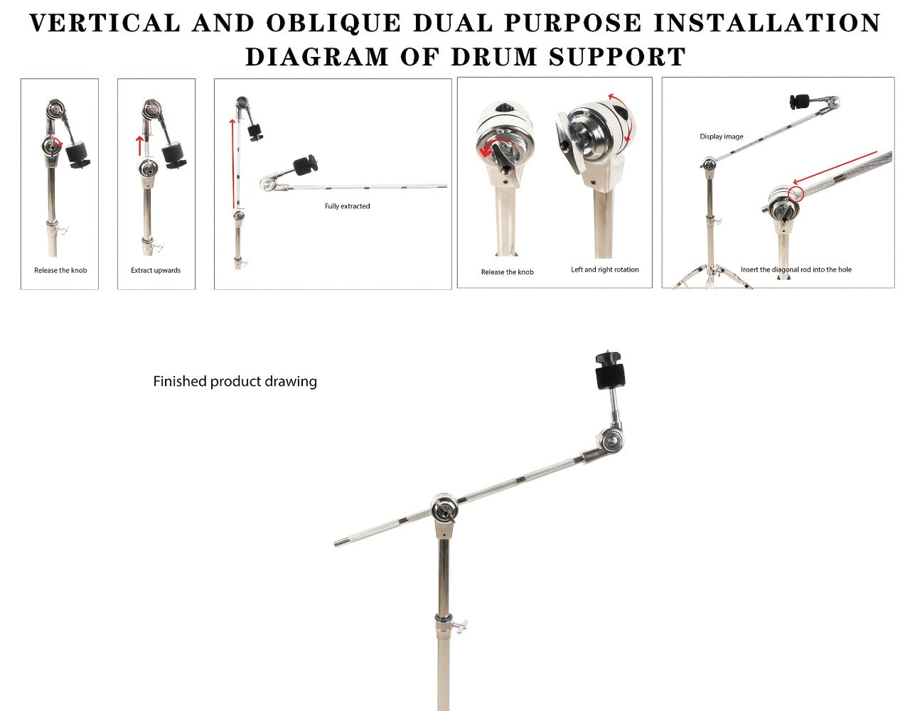 Cymbal Stand, Adjustable, Drum, Sticks for Mounting And Positioning A Drum Cymbal