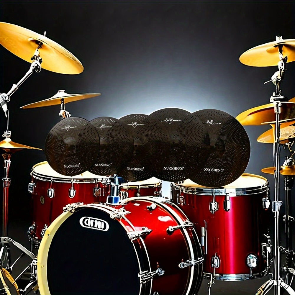 Drum and Cymbal Mute Set, 5pcs, Jazz, Cymbals for Lower-Volume Drum Practice And Rehearsal