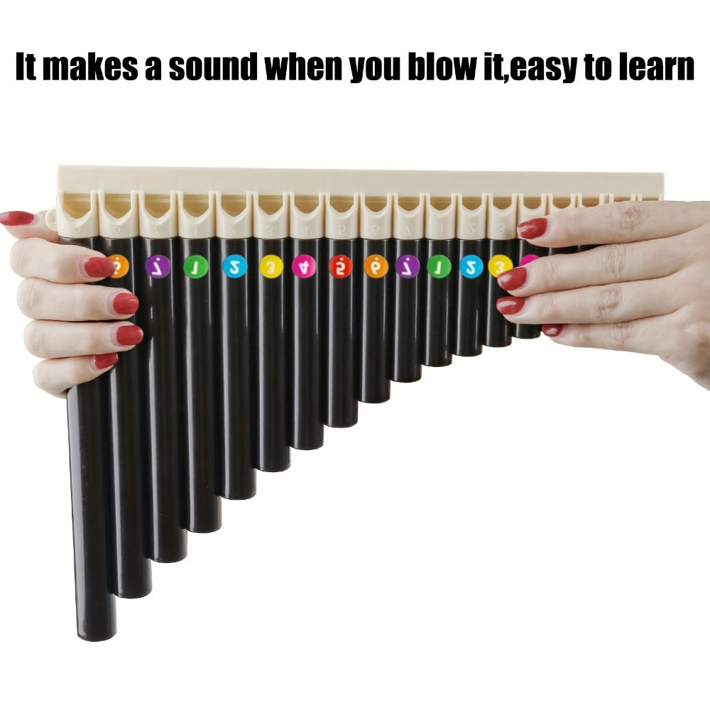 Pan Flute, 1pc, 18-Bar, Black for Lessons and Practice for Home Practice, Rehearsal