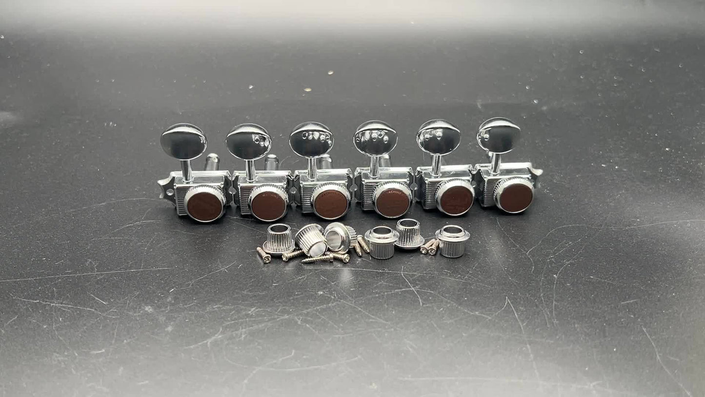 SAPHUE 6pcs Chrome Inline Guitar Locking Tuners - Vintage for Style, Easy Install, for ST And TL Electric/Folk/Acoustic Guitars