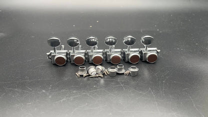 SAPHUE 6pcs Chrome Inline Guitar Locking Tuners - Vintage for Style, Easy Install, for ST And TL Electric/Folk/Acoustic Guitars