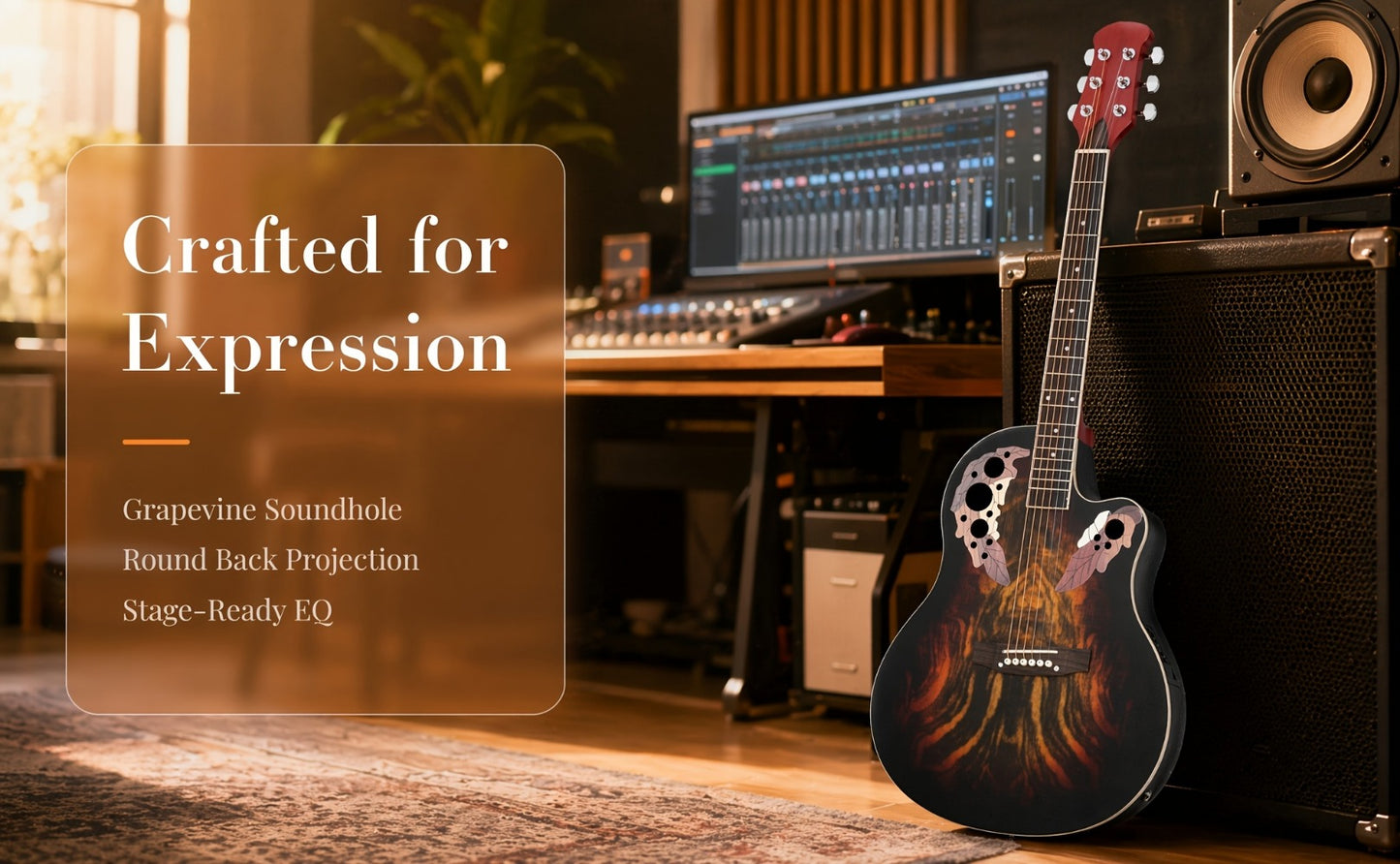 Acoustic Guitar, Adjustable, Full Size, Electric, 41-Inch for Lessons and Practice