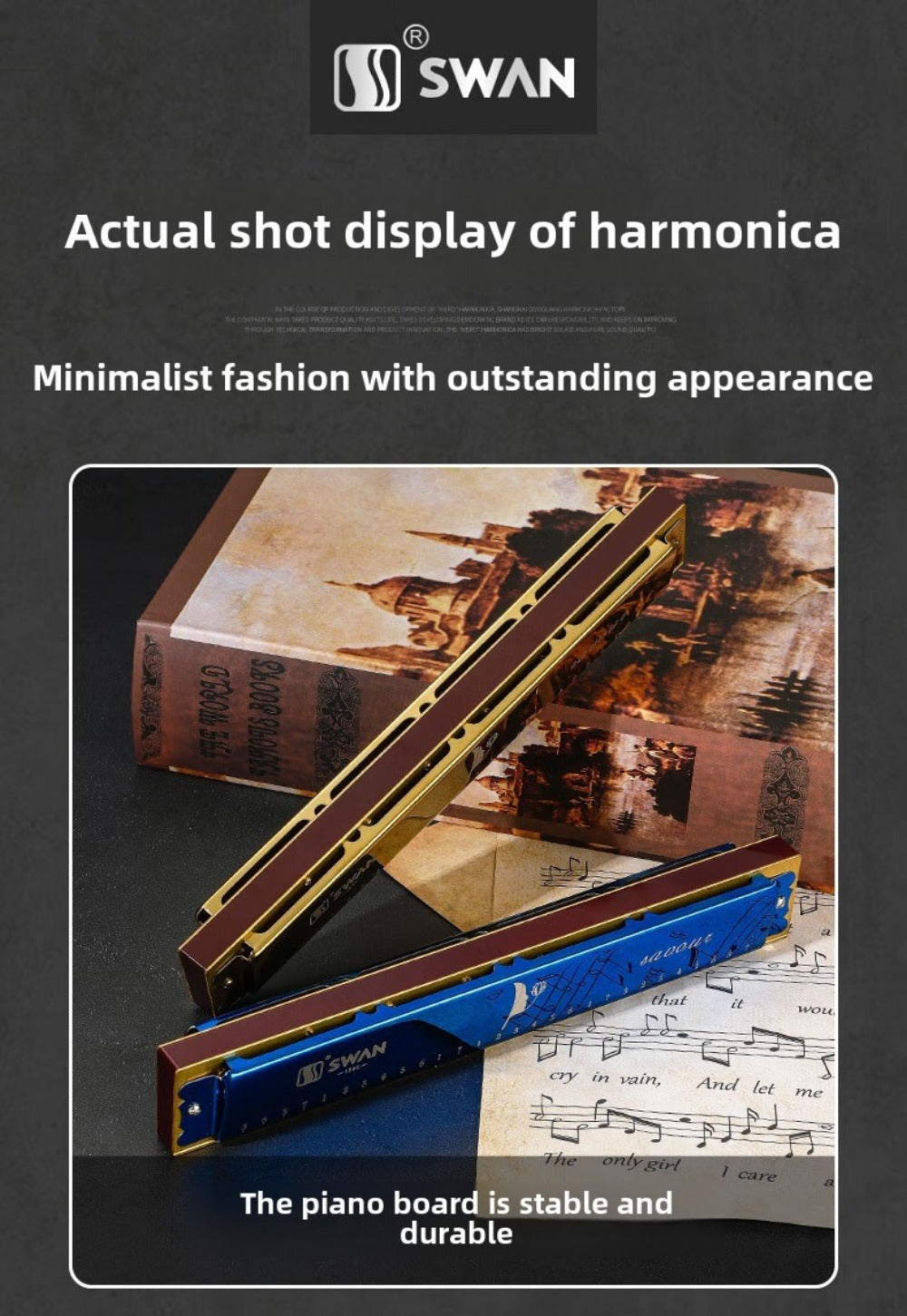 Blues Harmonica, SWAN, 28-Hole, Chromatic for Blues Practice