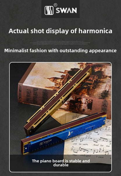 Blues Harmonica, SWAN, 28-Hole, Chromatic for Blues Practice