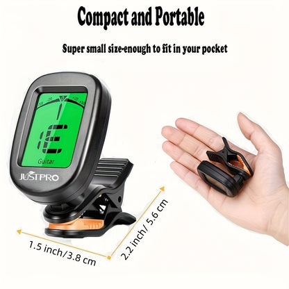 Chromatic Instrument Tuner, Portable, 36V, Guitar, Semitone for Guitar and Bass Tuning