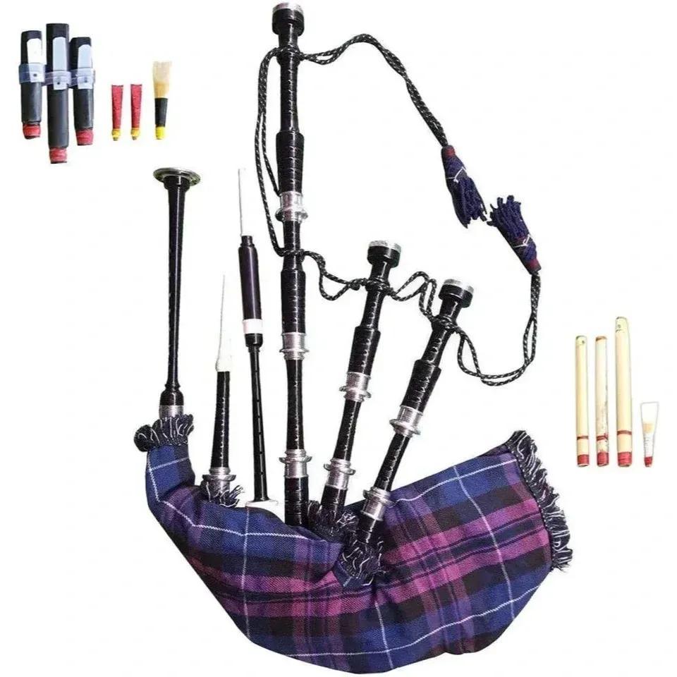 Full Size Bagpipe Great Highland Various Tartans with Chanter, Tutor Book & Bag