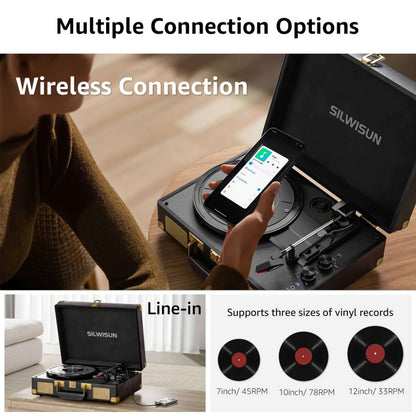 Vinyl Record, Wireless, Portable, Player, Built for Music Listening and Collecting