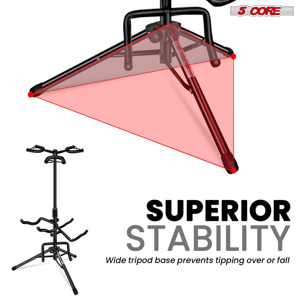 Guitar Stand, Foldable, Adjustable, Core, Triple for Holding And Displaying Guitars