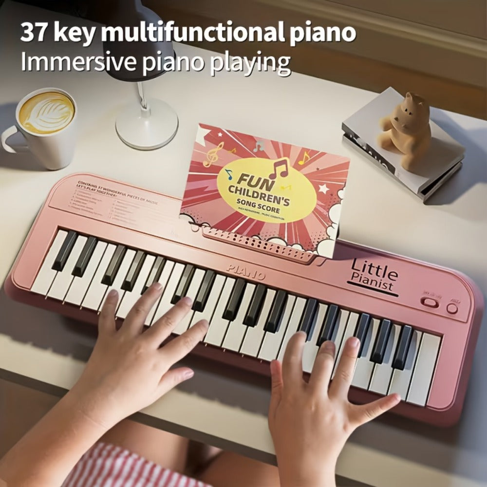 Mini Piano Keyboard, Blue, Portable, 37-key, Children for Basic Music Play And Portable