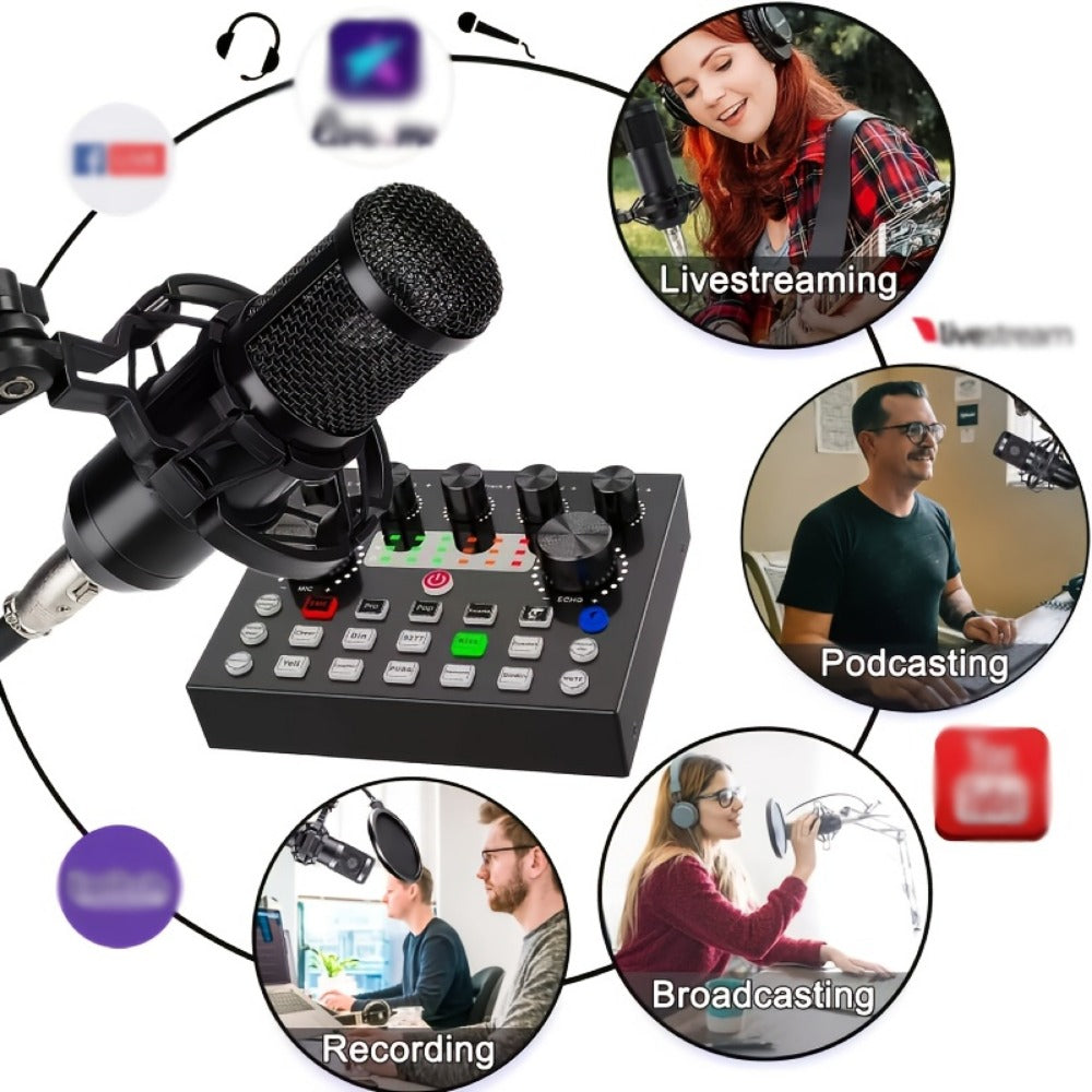 USB Audio Interface, Complete, Podcast, Equipment for Recording and Streaming