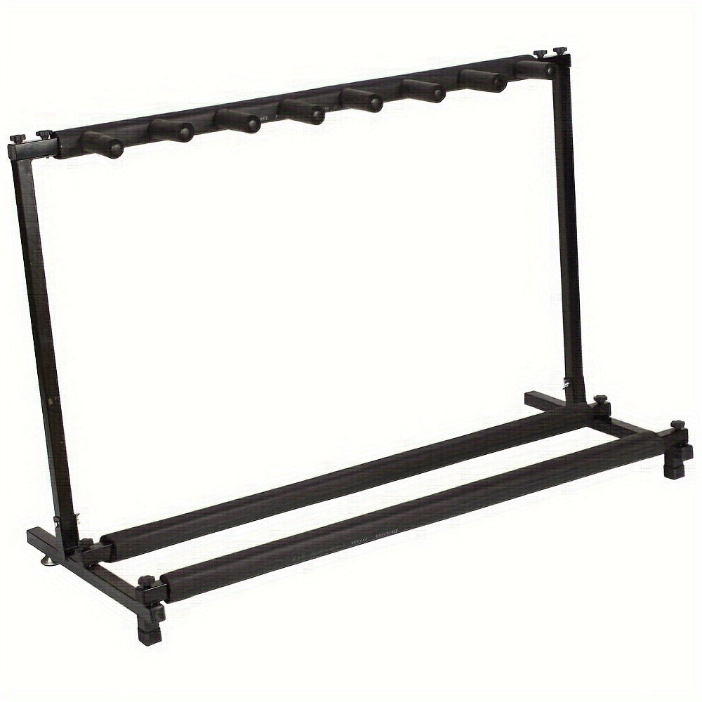 Portable 7-Guitar Folding Rack Stand with Padded Slots and Carry Bag