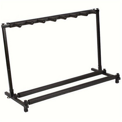 Portable 7-Guitar Folding Rack Stand with Padded Slots and Carry Bag