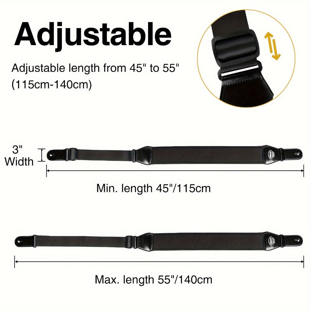 Adjustable Guitar Strap, Adjustable, 3 Inch, LGS-5, Inch, Wide for Supporting A Guitar
