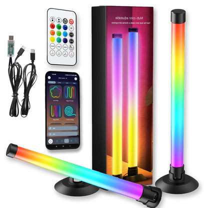 2pcs LED Light Bars for Room, IC+RGB with App+Remote Control, Dynamic Music Sync Mode, USB Powered, Wireless, Color Changing, Dimmable, Ideal for PC, TV Backlight, Music Classroom, Computer Desk