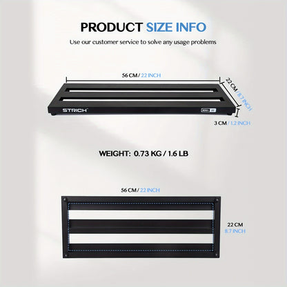 STRICH Guitar Pedal Board Made of Aluminum Alloy, Weighing Only 1.51 Pounds. This Lightweight Effect Pedalboard Measures 22 Inches by 8.66 Inches And Comes with a Carrying Bag, Model MINI+ 22