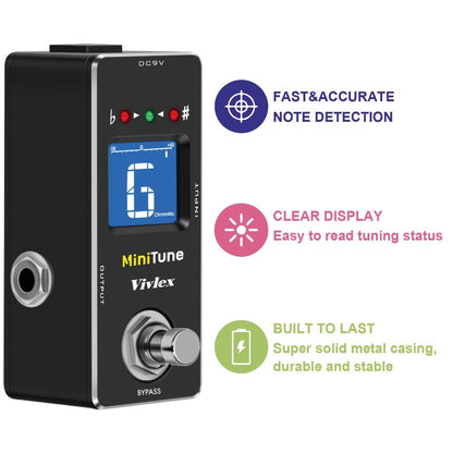 Chromatic Instrument Tuner, True Bypass, Tuner Pedal, Guitar for Guitar and Bass Tuning