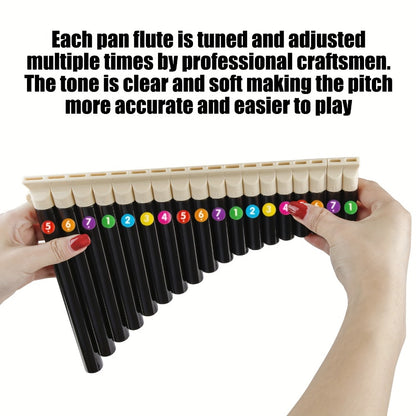 Pan Flute, 1pc, 18-Bar, Black for Lessons and Practice for Home Practice, Rehearsal