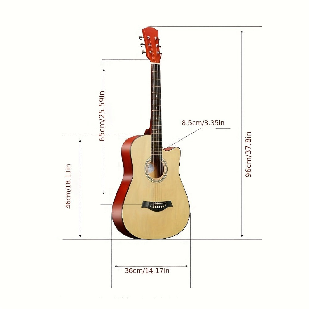 Acoustic Guitar, Full Size, 38-Inch, Basswood, Beginners for Lessons and Practice