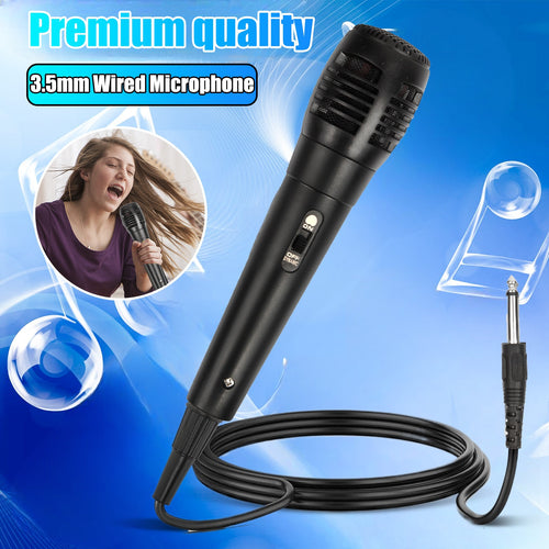 Handheld Wired Microphone for Karaoke, (Black) - 3.5mm Wired Universal Vocal Microphone, ON/Off Switch, Ideally Suited for Speakers, Karaoke Singing Machine