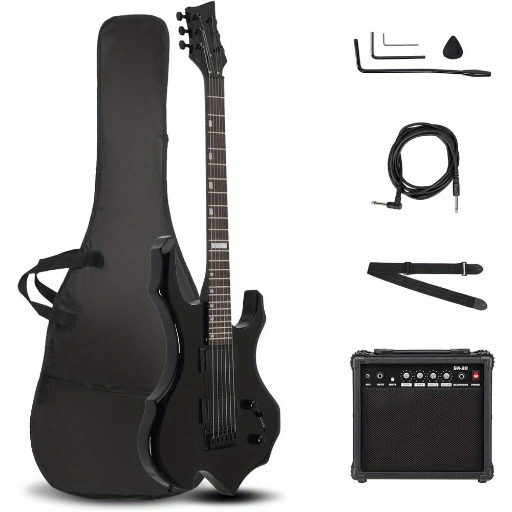 Electric Guitar, Adjustable, Portable, Amp, Set, Black for Lessons and Practice