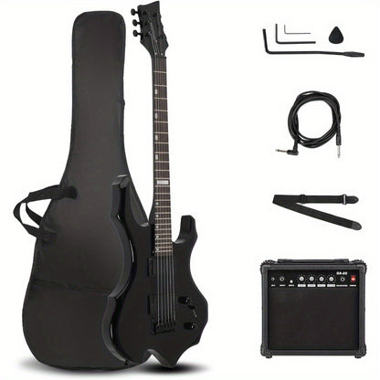 Electric Guitar, Adjustable, Portable, Amp, Set, Black for Lessons and Practice