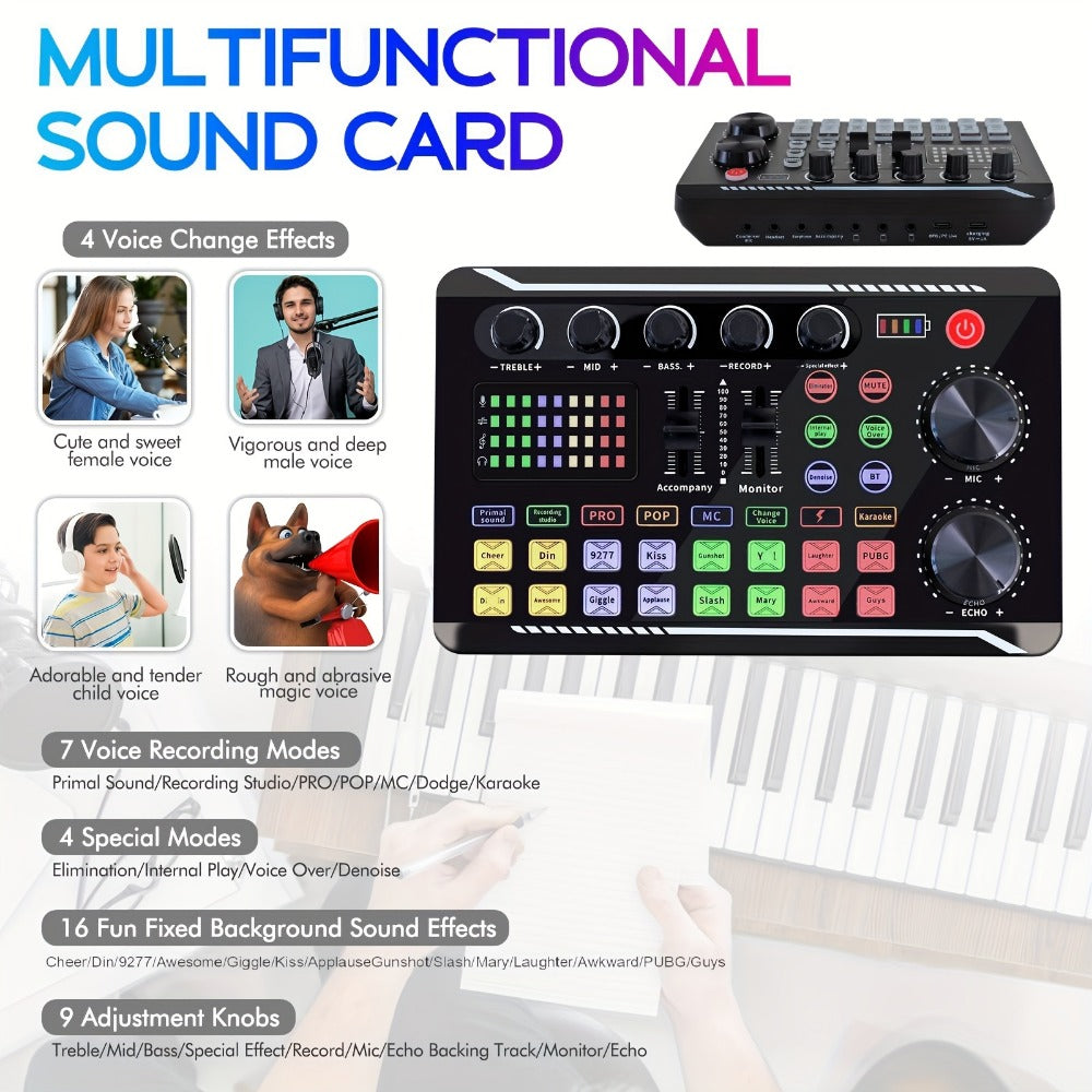 USB Audio Interface, V8K + BM800, USB-C, USB, Podcast, Equipment, Bundle for Recording