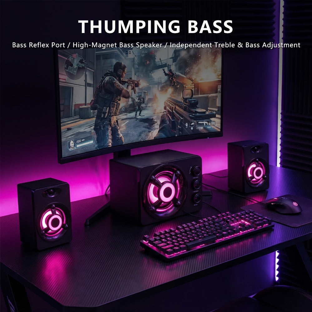 Portable PA Speaker, 3.5mm, RGB, USB, Computer, Speakers, Subwoofer for Parties