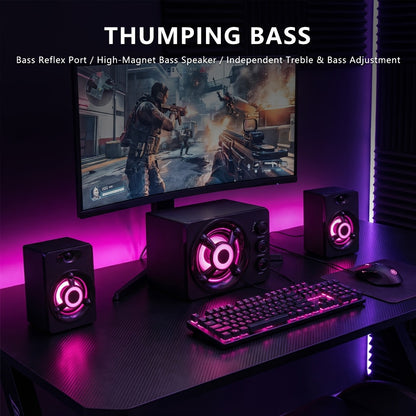 Portable PA Speaker, 3.5mm, RGB, USB, Computer, Speakers, Subwoofer for Parties