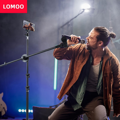 Microphone Boom Stand with 360-Degree Ball Head, XLR Port and Dual Clips