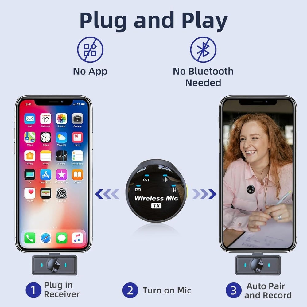 Recording Microphone, 2pcs, Wireless, USB-C, Microphones for Recording and Streaming
