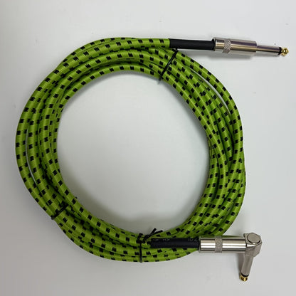 New Green Fluorescent Guitar Cable 1/4 Inch With Right Angle Connector, Spring Loaded For Easy Plug And Play, Essential For Electric Guitars, Basses, Amps, Keyboards, Mandolins, And Studios | Audio Cables/Green Is Cooler/Brighter/More Stylish