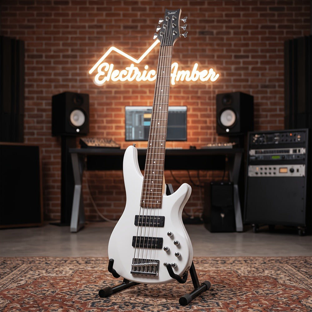 Electric Bass Guitar, Adjustable, 44 Inch, White, Inch, GIB for Lessons and Practice