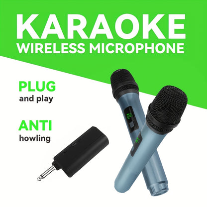 Handheld Cordless 4pcs Mics Built-In Battery, Noise Reduction Volume Control for Church Outdoor Event Crystal Clear Sound