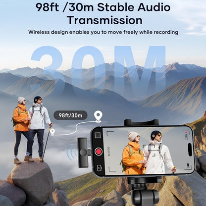 Recording Microphone, Portable, Wireless, USB-C, 2pcs, Lapel for Recording and Streaming