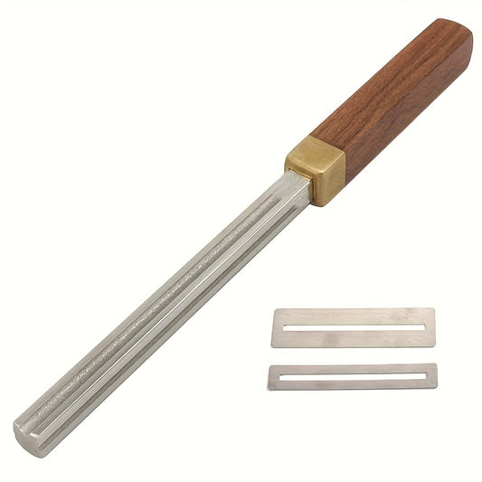 Diamond Guitar Fret File - Slim, Medium & Broad 4-Sided Steel Dressing with 2 Fretboard Protectors for Luthier Use