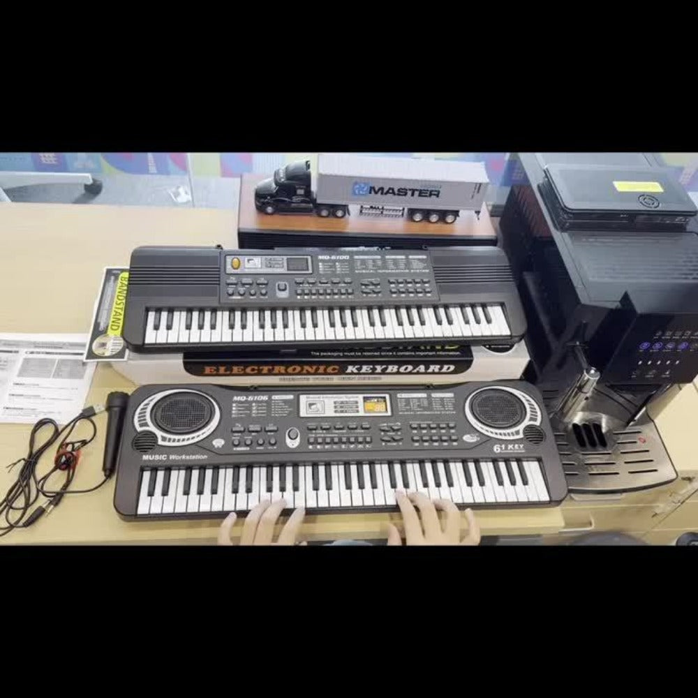 Portable Electronic Keyboard, Piano Keyboard, USB, 61-Key, Piano, Set for Beginner Lessons