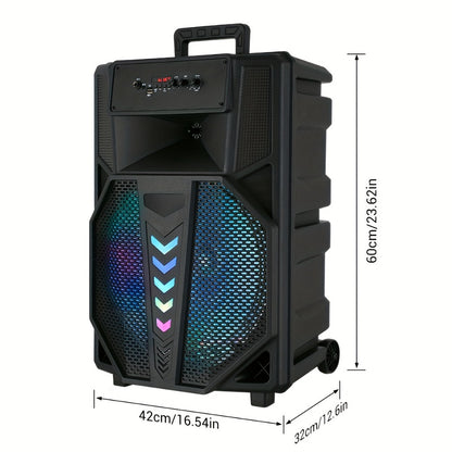 15-Inch Portable PA Speaker with RGB Lights, Wireless Audio and Mic