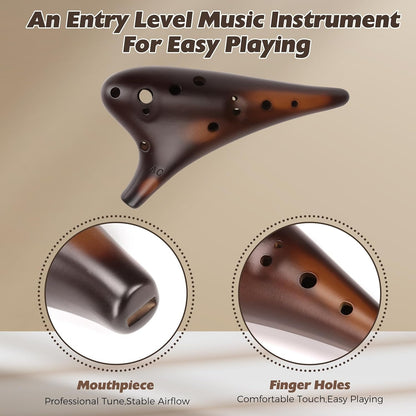 "Forest Whisper" 12 Hole Ocarina Classic Straw Fire Masterpiece Collectible, Alto C Ceramic Ocarina - Highly Recommended Christmas Gift Idea by OcarinaWind Music Instrument Shop Owner