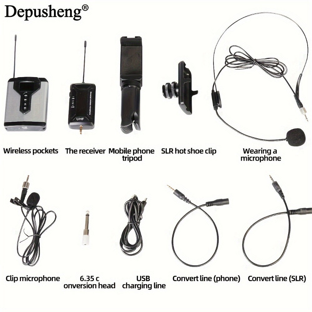 Audio Mixer, Rechargeable, Wireless, DEPUSHENG, Lavalier for Live Sound