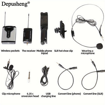 Audio Mixer, Rechargeable, Wireless, DEPUSHENG, Lavalier for Live Sound