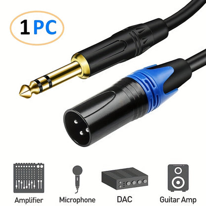 1 XLR Male to 1/4 Inch (6. 35mm)TRS Jack, Balanced 6. 35mm TRS Plug to 3-pin XLR Cable, Suitable for Microphones, Speakers, Stage, DJ, Etc.