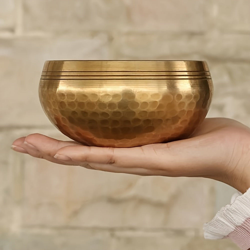 Nepalese Singing Bowl Set with Copper Bowls and Mahogany Strikers